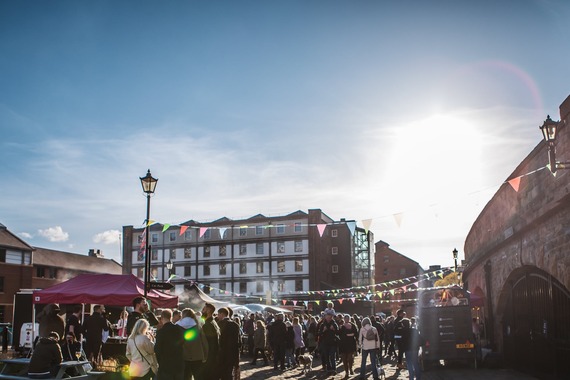 Quayside market in the sunshine