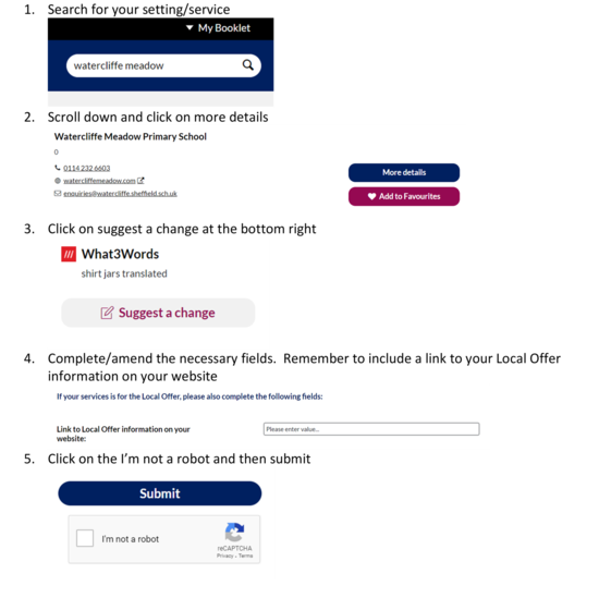 Instructions on how to amend a listing