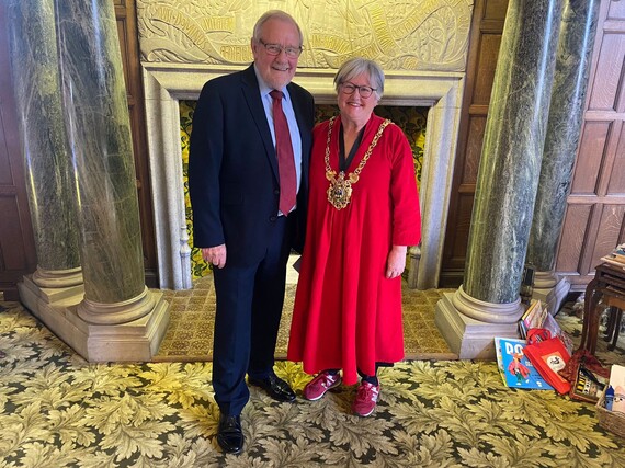 Richard Caborn and Lord Mayor Sioned Mair Richards