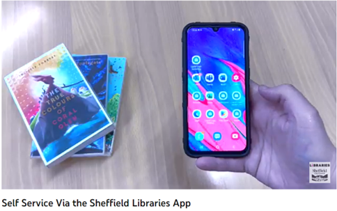 A screen grab from a video explaining self service issuing via our app