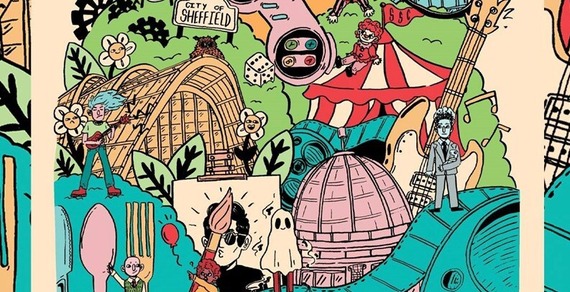 Illustration created for this year's Sheffield Showcase, featuring some of the city's landmarks