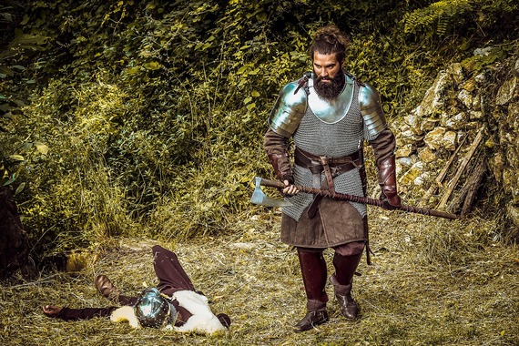 Viking fighting in a battle