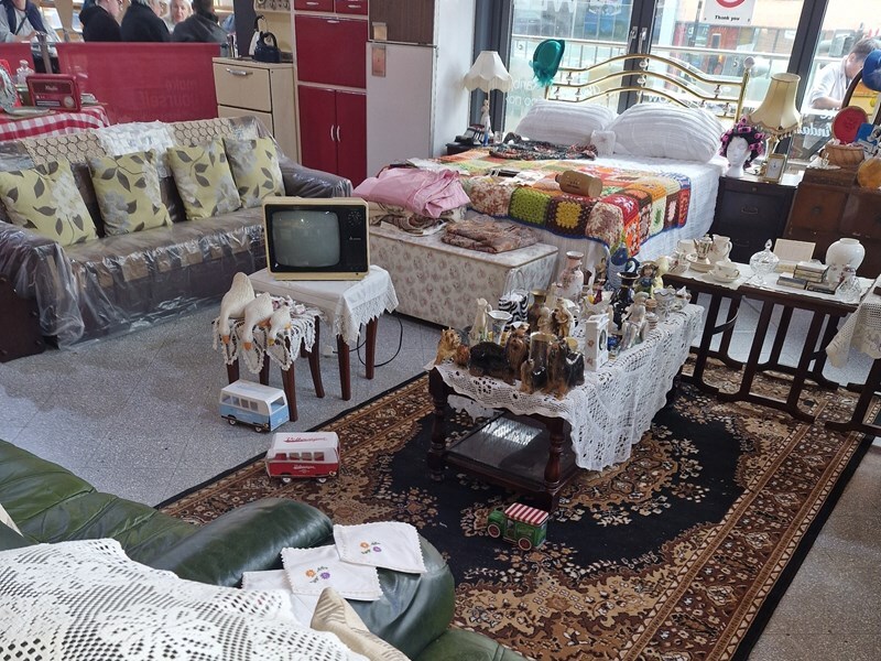 This exhibition features a representation of a typical Jamaican front room from the 1950s-1960s.