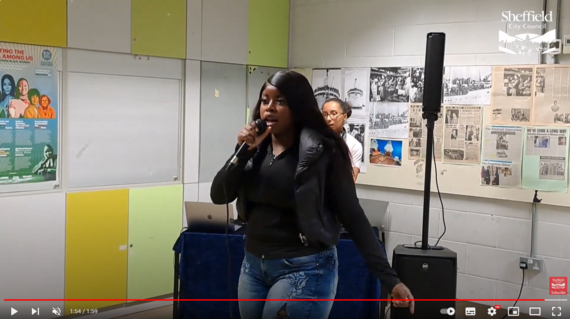 A singer performing at a Sheffield youth club
