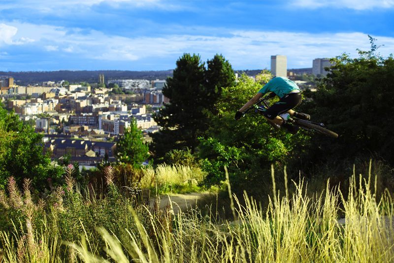 Mountain biker at Parkwood Springs photo by Duncan Philpott