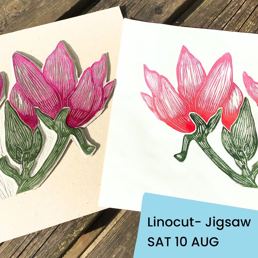 Carousel linocut jigsaw workshop 10 August