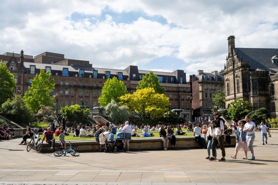 The new Radisson Blu hotel looks out over the Peace Gardens 