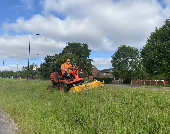 Grass cutting on Yew Lane in Sheffield