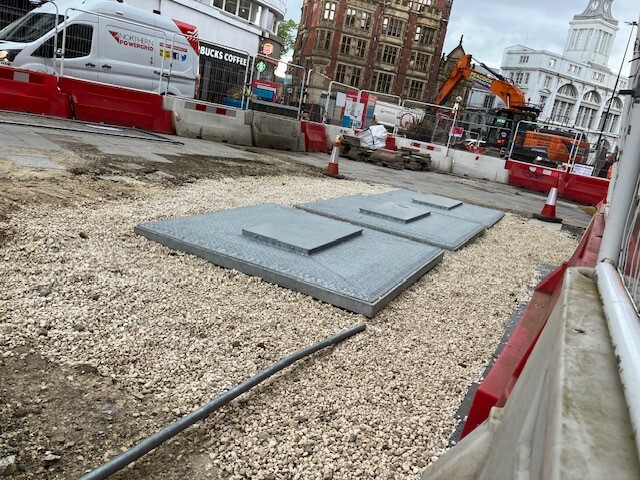 The underground bin units installed on Fargate