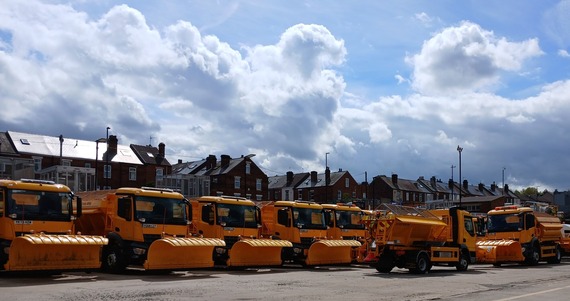 Gritting fleet in the depot