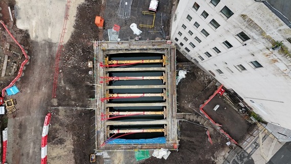 A birds-eye view of the first section of the de-lidded River Sheaf