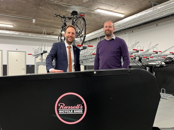 Cllr Ben Miskell and Russell Cutts at the Cycle Hub