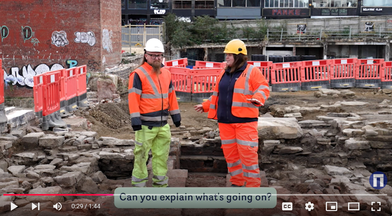 A screenshot of the video explaining how Wessex unearthed the new furnaces. 