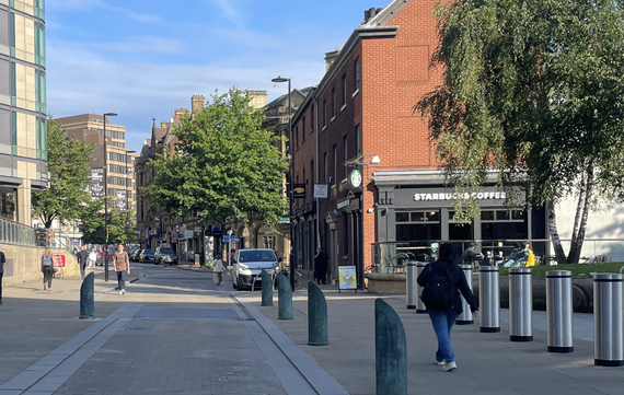 A view of Surrey Street looking towards Fargate