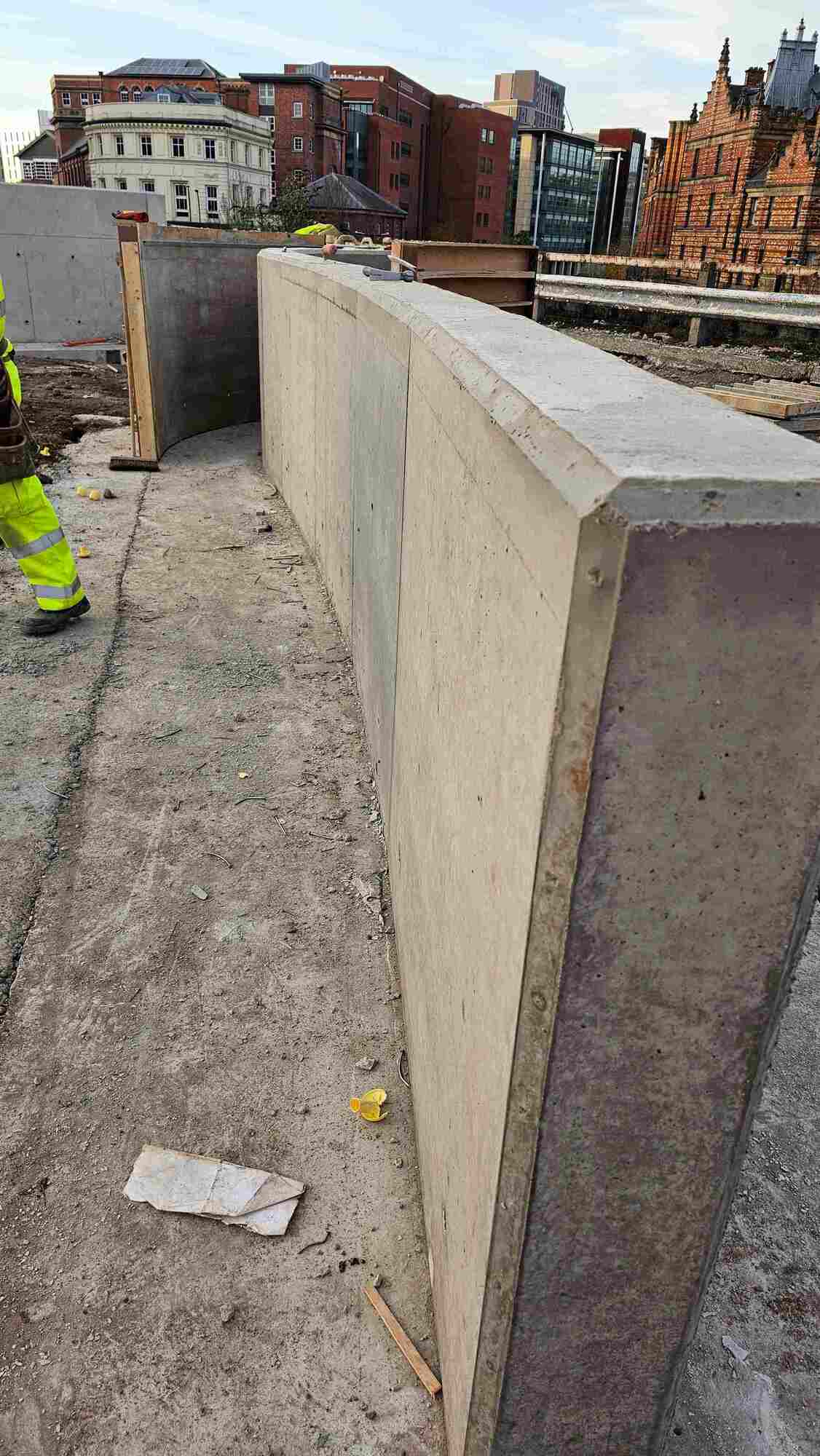 A retaining wall at the castle site.