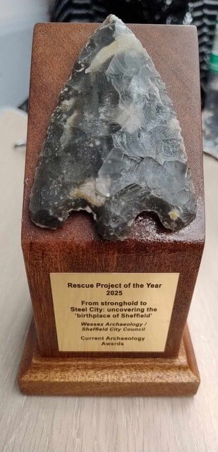 A trophy for Rescue Project of the Year 2025. Current Archaeology Awards.