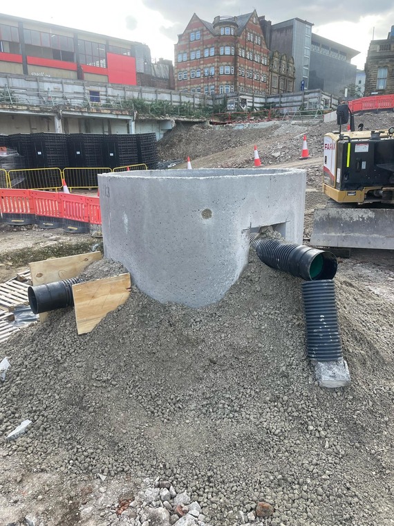 Surface water drainage manhole installed in April at Castlegate.