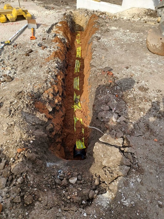 LV ducting installation near the rear rampart steps under construction at Castlegate.