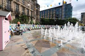 Sheffield Peace Gardens in the summer