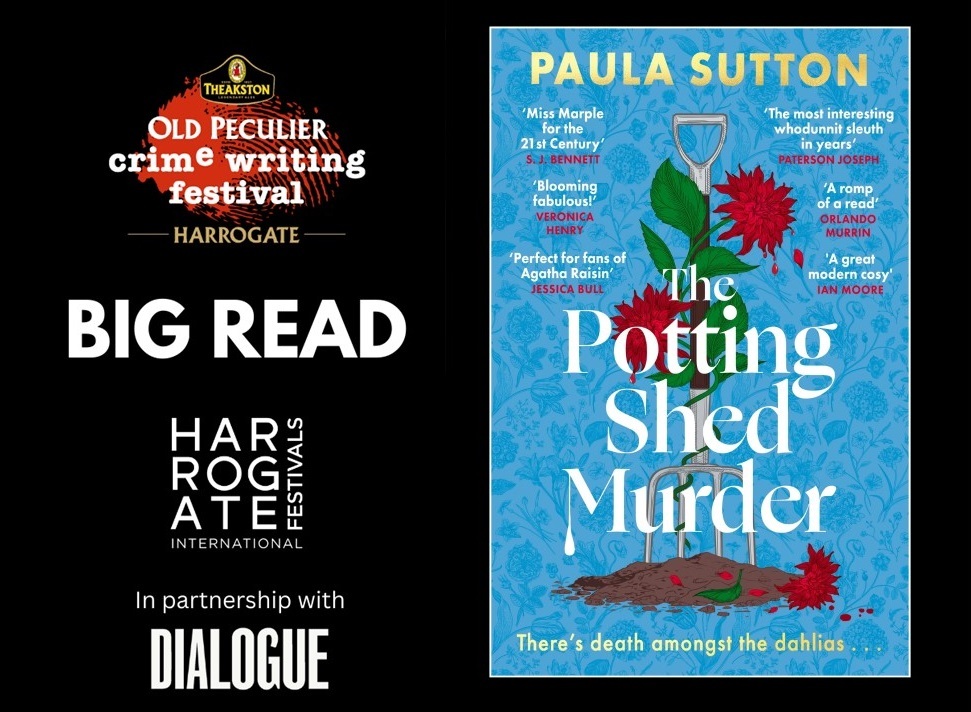 A graphic advertising the Big Read, showing the front cover of The Potting Shed Murder