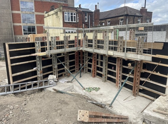 Metal structures are now in place to complete the retaining wall