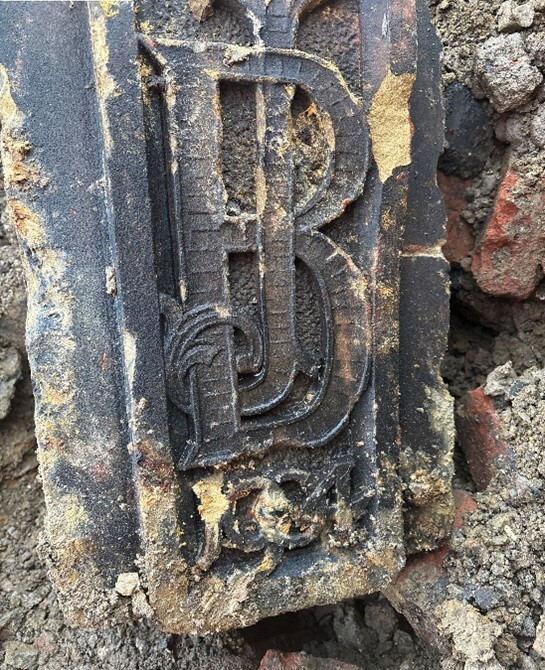 A stone engraved with JB 1904 was found during excavation for the ducting work