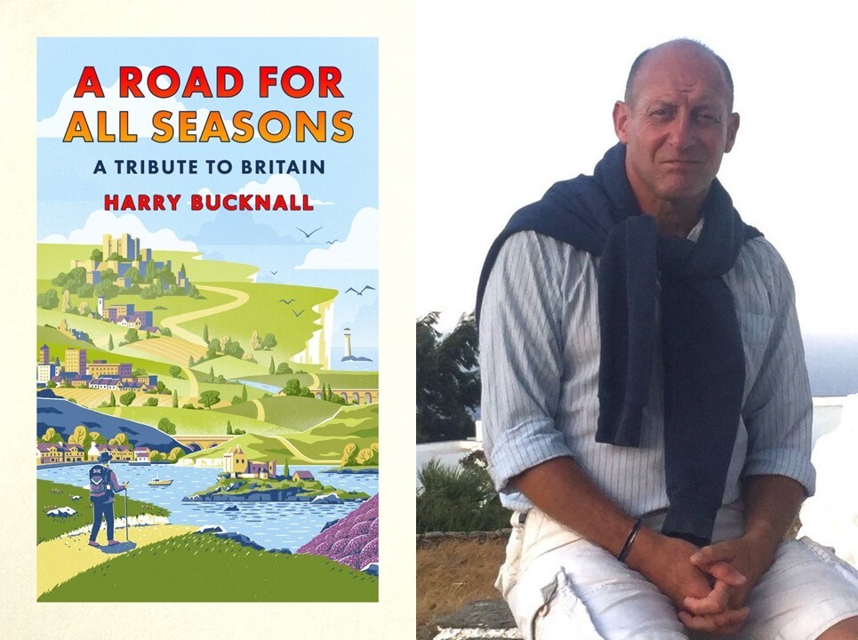 Author Harry Bucknall and the cover of A Road for All Seasons