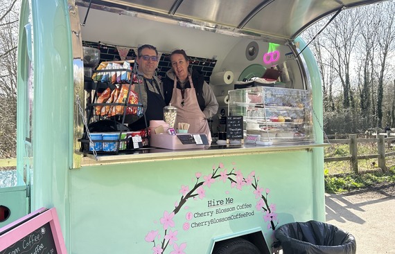 cherry blossom coffee cart