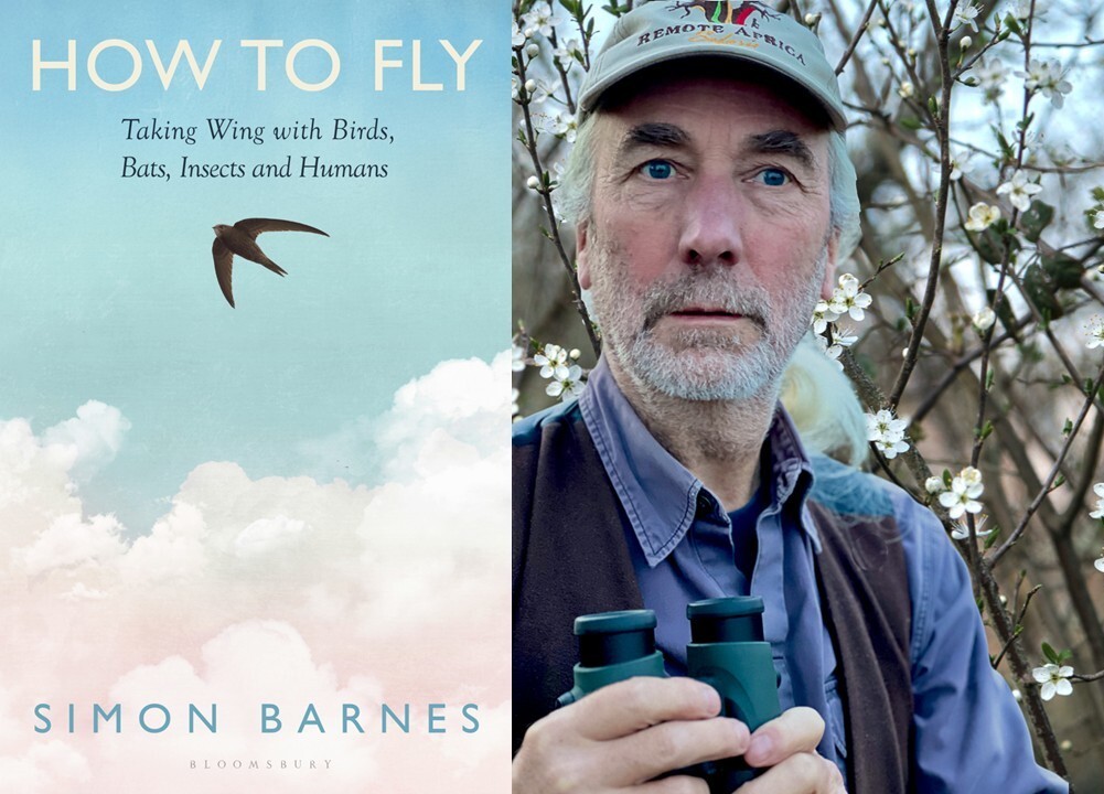 Author Simon Barnes and the cover of his book How to Fly