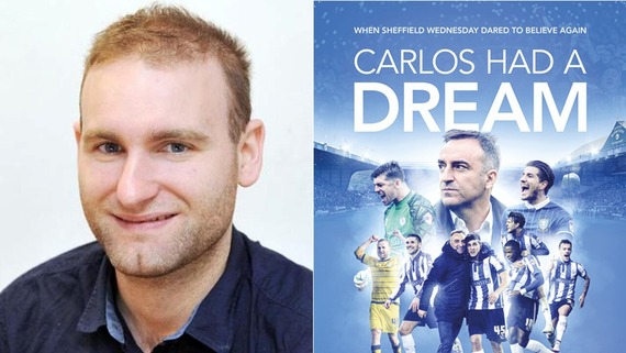 The front cover of Carlos Had A Dream, and a headshot of the author Dom Howson