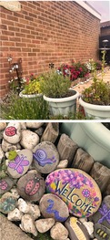 Two photos of a community garden space created by Kerry Allen