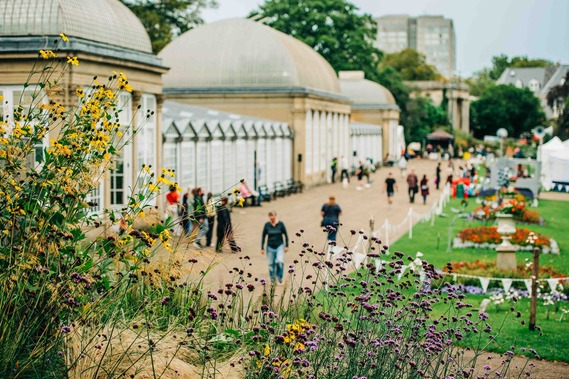The pavillions at Sheffield Botanical Gardens during Art in the Gardens
