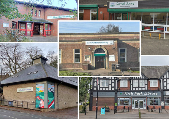 A collage of Sheffield hub Libraries
