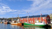 Boats outside the Stewart Building in Lerwick Harbour