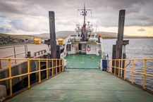 MV Snolda on the linkspan at Papa Stour