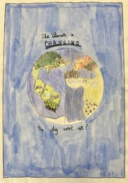 A pencil drawing of the earth with the words 'the world is changing, why aren't we?'