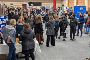 Crowds gather at the careers fair