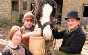 Acton Scott workers and shire horse