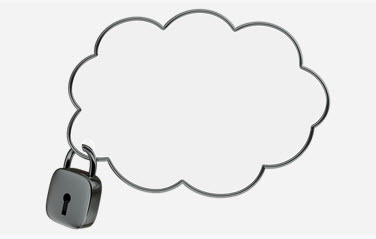 cartoon cloud with a padlock attached 