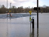 Flooded car park in Shrewsbury