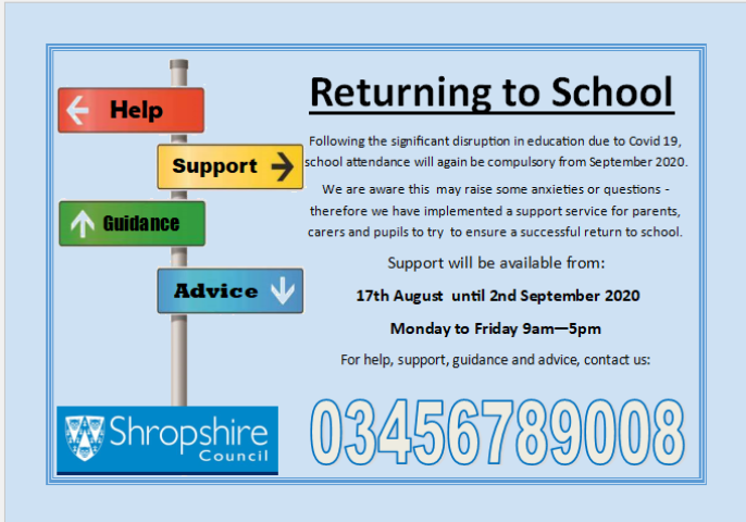 Return to school helpline