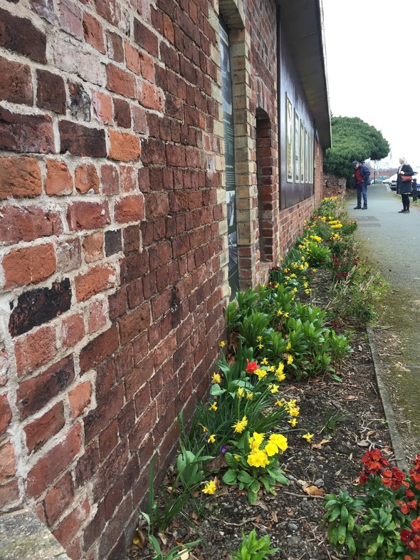 Shrewsbury Abbey Station external photo with flowers