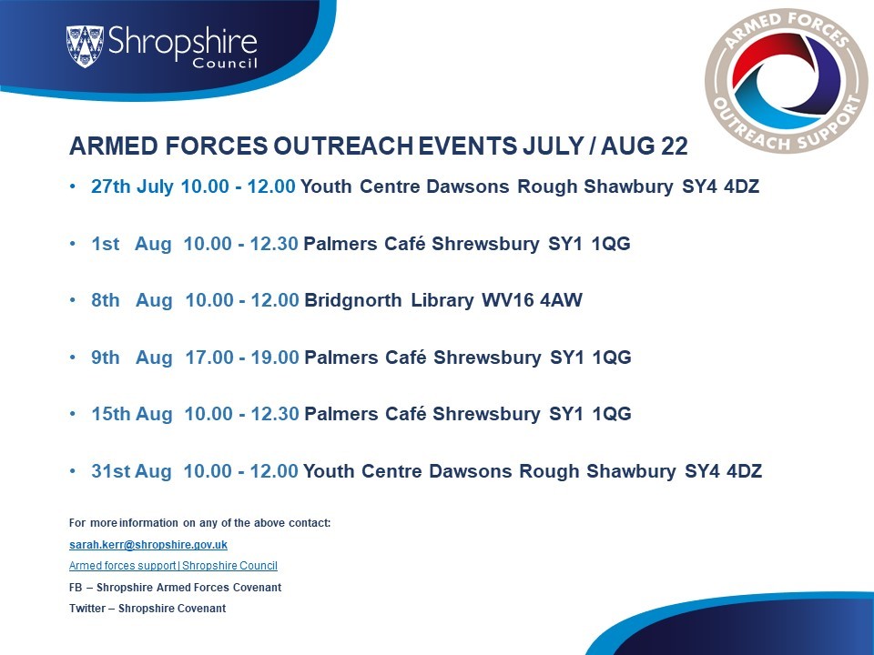 armed forces outreach dates for august