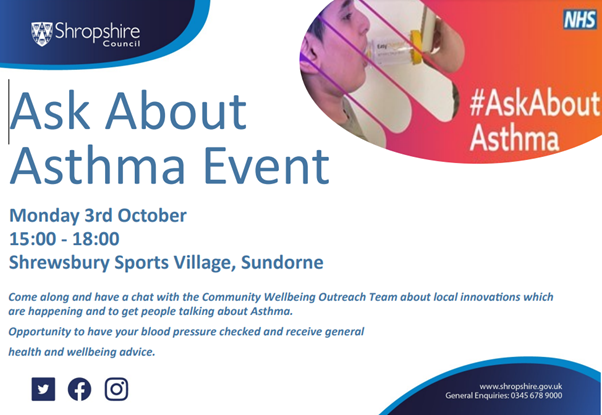 ask about asthma event mon 3rd oct sundorne