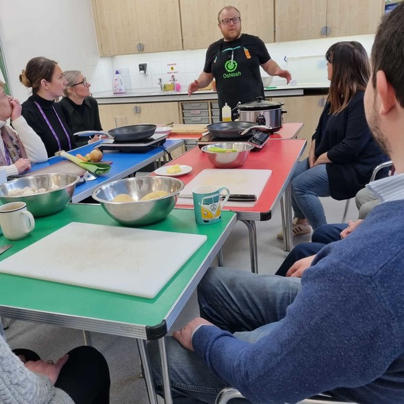 OsNosh director Ben Wilson leads a pilot session to introduce the new cookery course