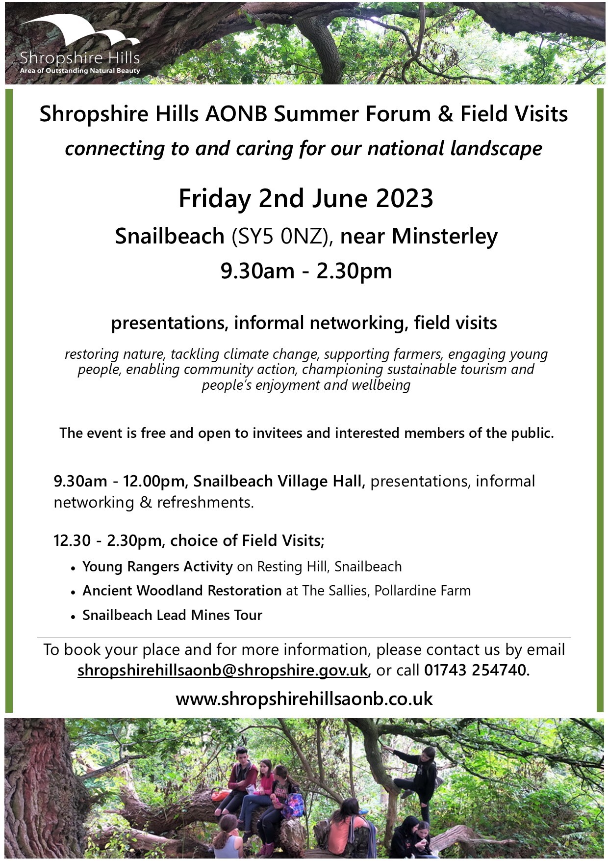 poster with details about the Shropshire Hills Summer Forum on 2nd June 2023