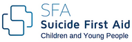 An abstract logo with the words SFA Suicide First Aid Children and Young People