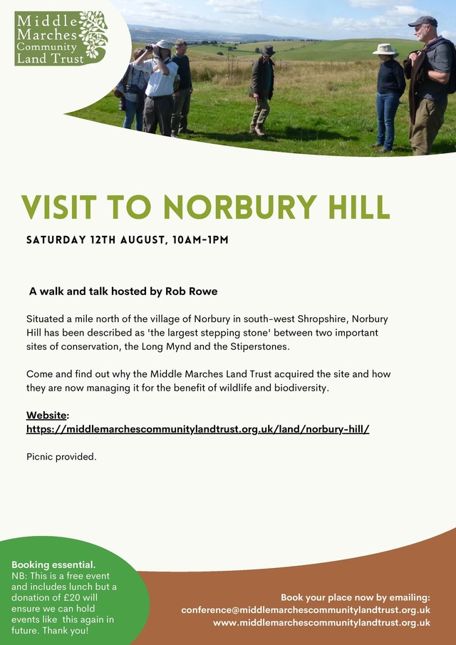 poster about a walk onto Norbury Hill on 12 August