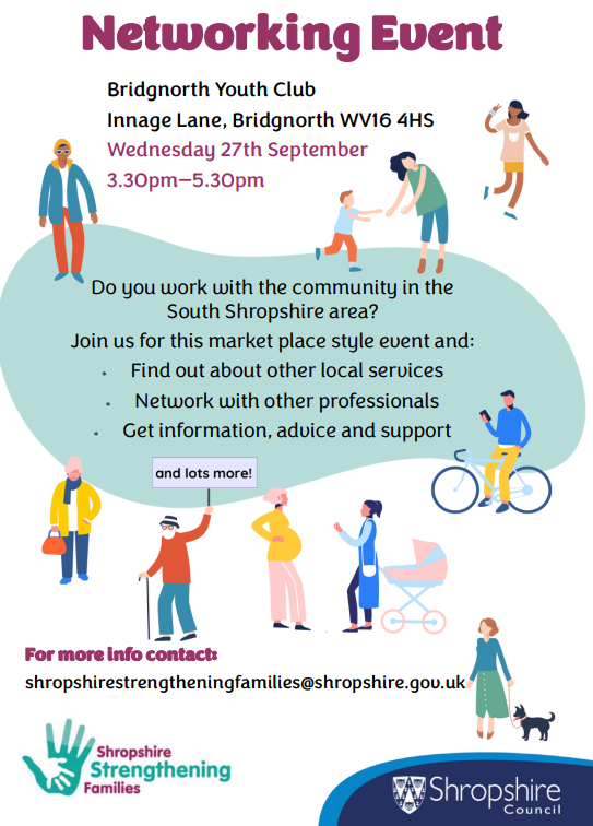 flyer for shropshire families networking event