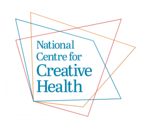 national centre for creative health log in blue and orange with geometric design